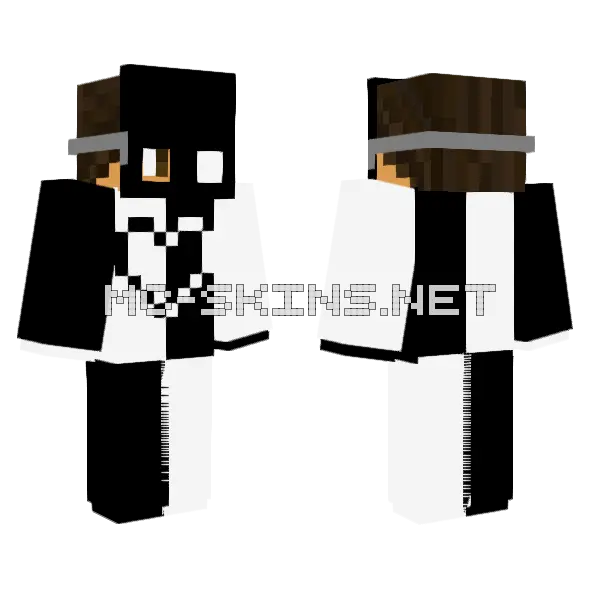Black White Mask Girl Minecraft skin, front and back