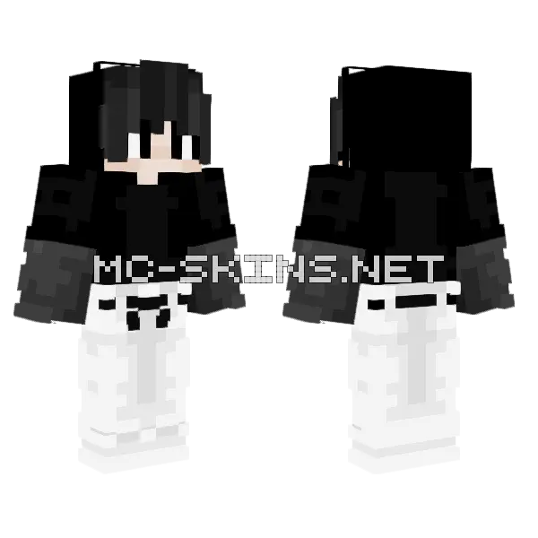 Black White Outfit Boy Minecraft skin, front and back