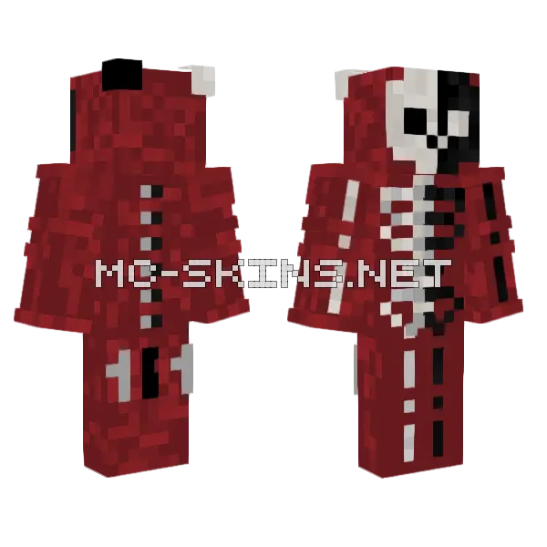 Black White Skeleton Minecraft skin, front and back