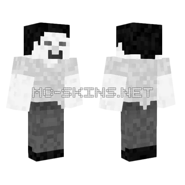 Black White Steve Minecraft skin, front and back