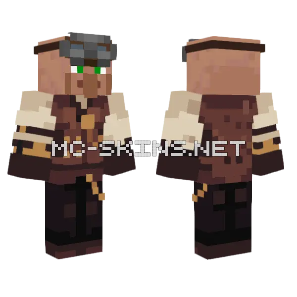 Blacksmith Villager Minecraft skin, front and back