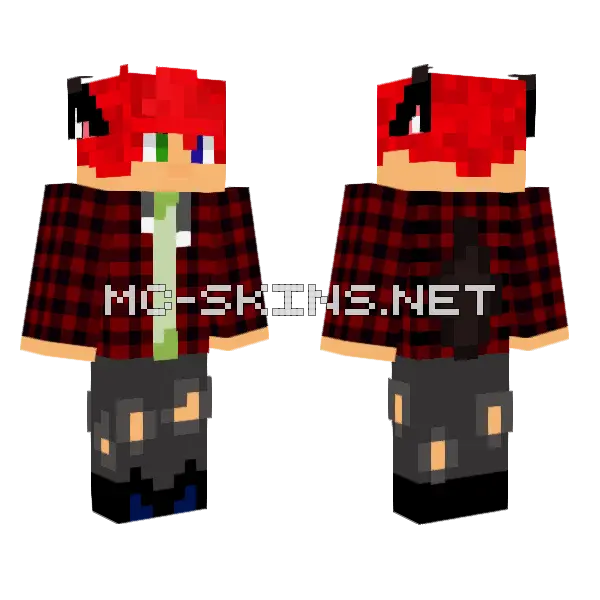Blaze Flannel Boy Minecraft skin, front and back