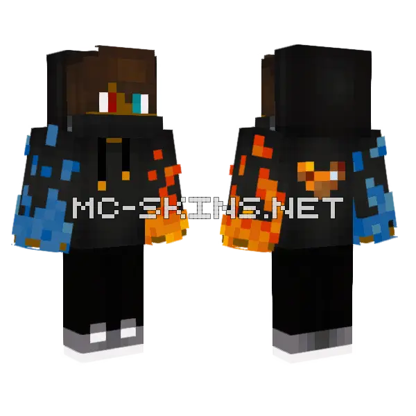 Blazinbray Fire Outfit Minecraft skin, front and back