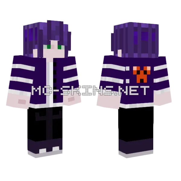 Blazingkitnue Purple Outfit Minecraft skin, front and back