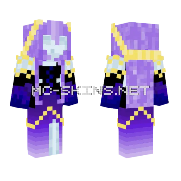 Bleu Girl Purple Hair Minecraft skin, front and back
