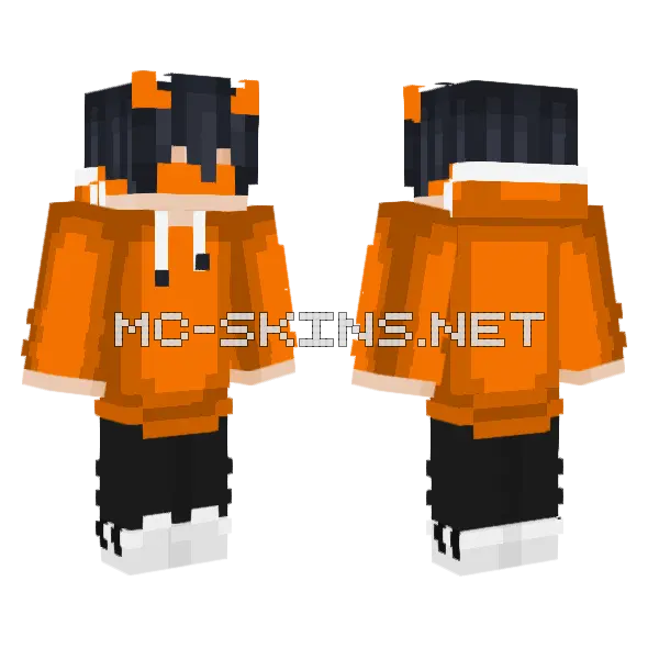 Blindfolded Orange Demon Minecraft skin, front and back