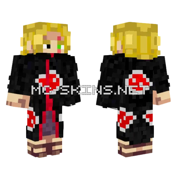 Blonde Akatsuki Shanks Minecraft skin, front and back