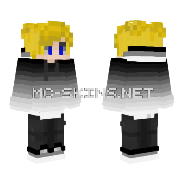 Blonde Black and White Hoodie Minecraft skin, front and back
