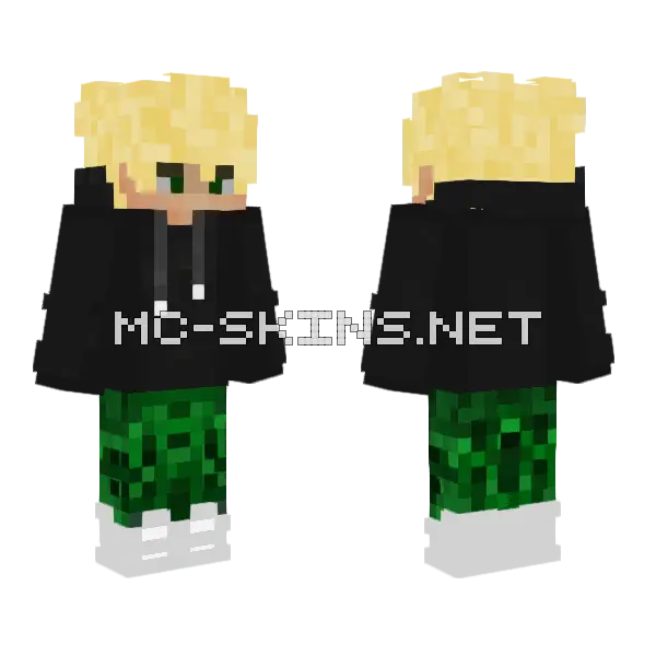 Blonde Boy Cargopants Hoodie Minecraft skin, front and back