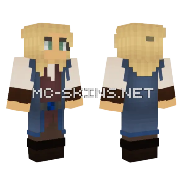 Blonde Farmer Outfit Minecraft skin, front and back