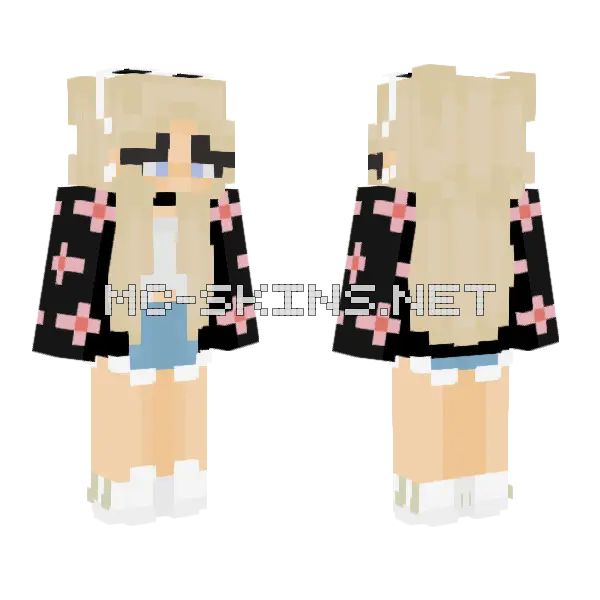 Blonde Girl With Mask Minecraft skin, front and back