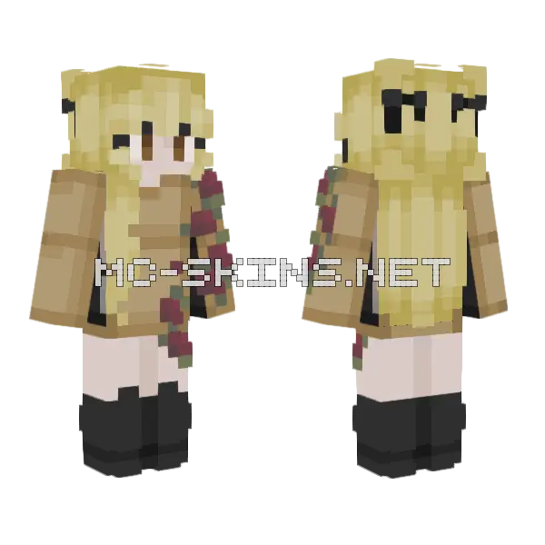 Blonde Girl With Roses Minecraft skin, front and back