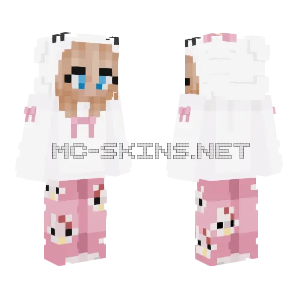 Blonde Hello Kitty Girl Minecraft skin, front and back