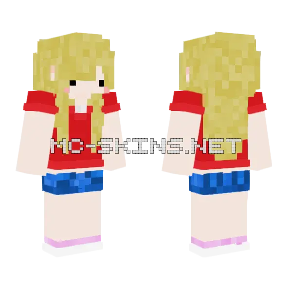 Blonde Pigtails Girl Minecraft skin, front and back