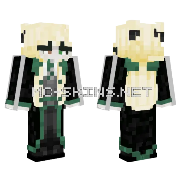 Blonde Slytherin Minecraft skin, front and back