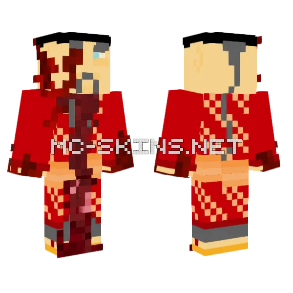 Bloody Red Outfit Minecraft skin, front and back
