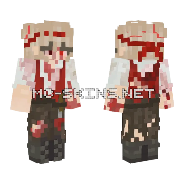 Bloody Red Timed Minecraft skin, front and back