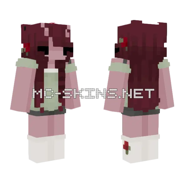 Bloody Rose Outfit Minecraft skin, front and back