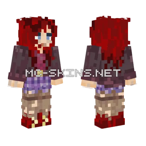 Bloody Schoolgirl Outfit Minecraft skin, front and back
