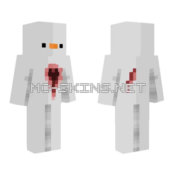 Bloody Snowman Minecraft skin, front and back