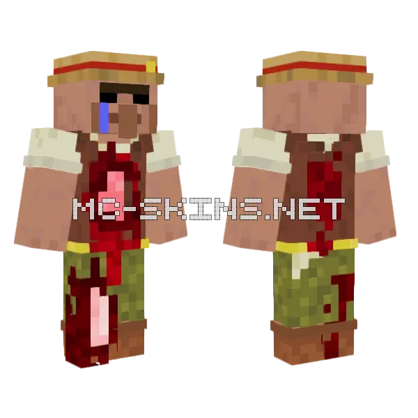 Bloody Zombie Boy Minecraft skin, front and back