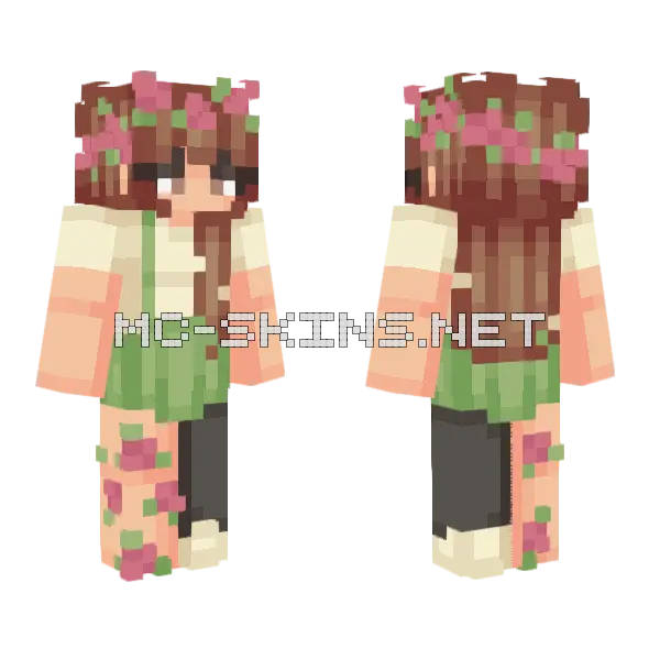 Blossoming Rose Minecraft skin, front and back