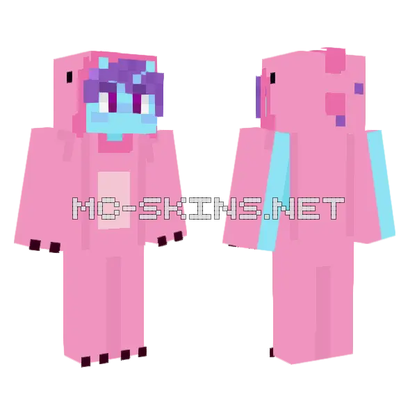 Blue Alien in Dino Onesie, front and back