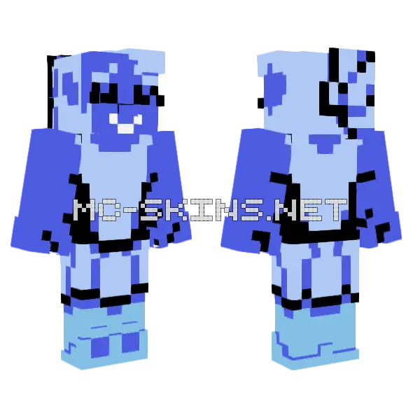 Blue Alt Head Minecraft skin, front and back