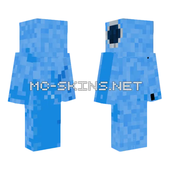 Blue Among Us Minecraft skin, front and back