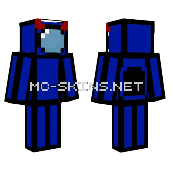 Blue Among Us Demon Minecraft skin, front and back