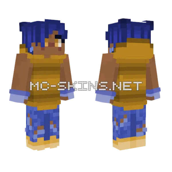 Blue And Orange Girl Minecraft skin, front and back