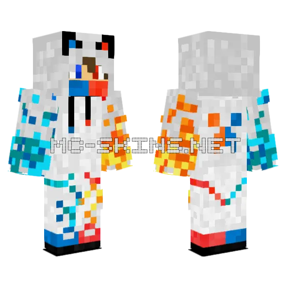 Blue And Red Fire Minecraft skin, front and back