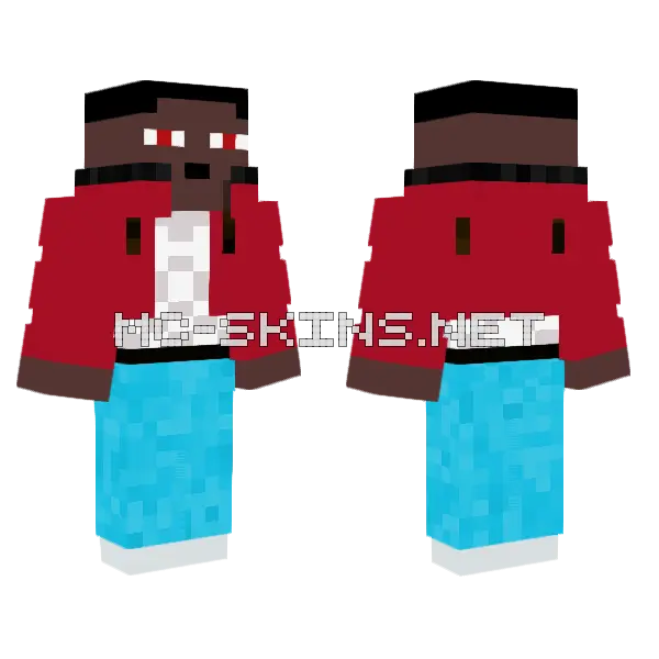 Blue and Red Jumpsuit, front and back