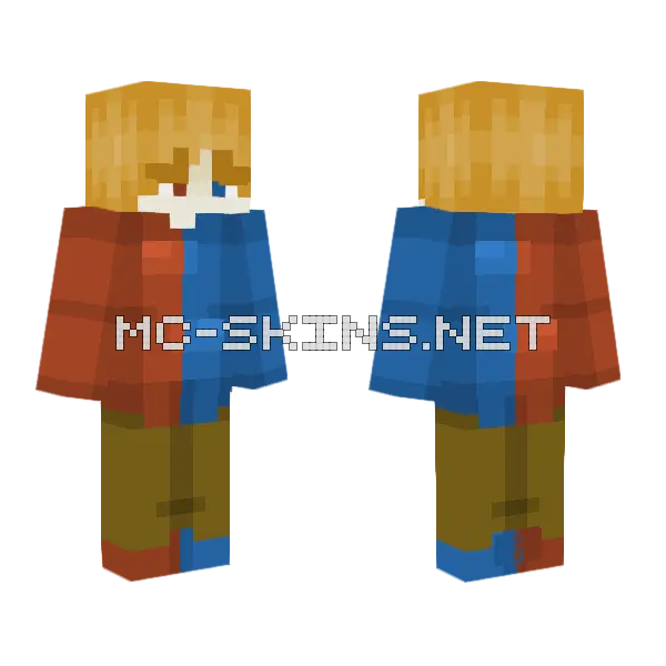 Blue And Red Overalls Minecraft skin, front and back