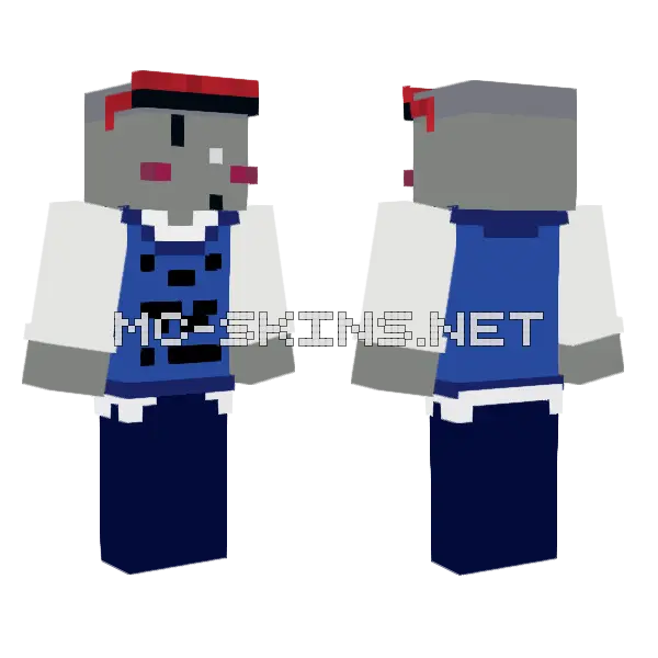 Blue and White Jumpsuit, front and back