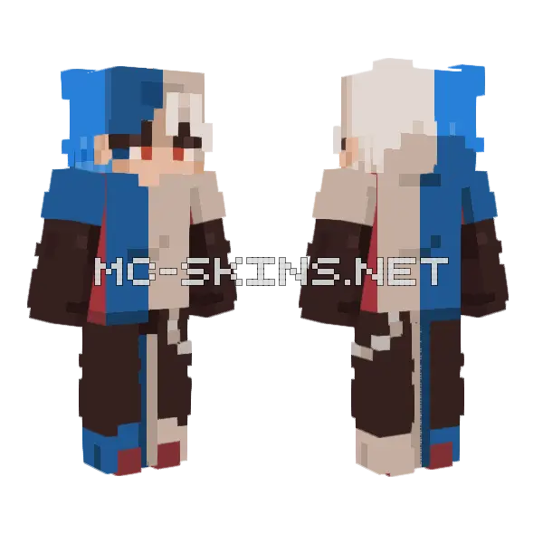 Blue and White Outfit Minecraft skin, front and back