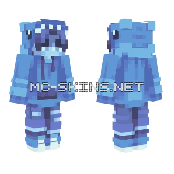 Blue Anime Boy Minecraft skin, front and back