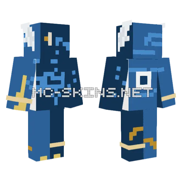 Blue Auramonster Minecraft skin, front and back