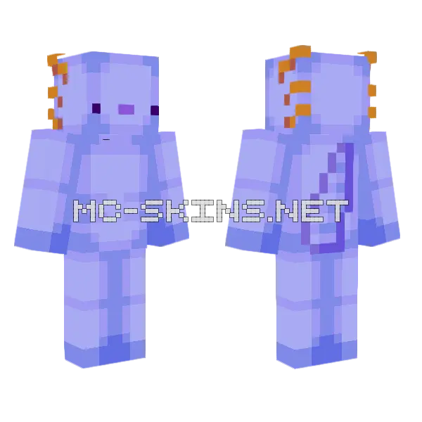 Blue Axolotl Minecraft skin, front and back