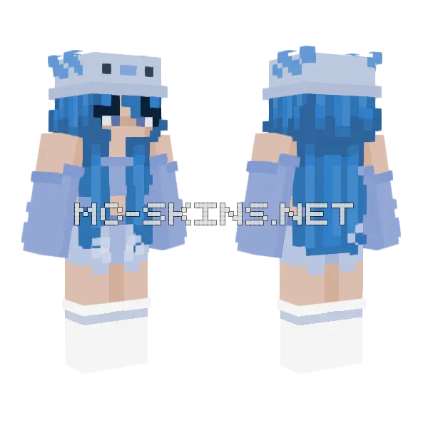 Blue Axolotl Girl Minecraft skin, front and back