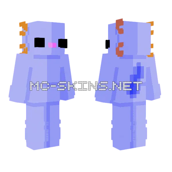 Blue Axolotl Upgrade Minecraft skin, front and back