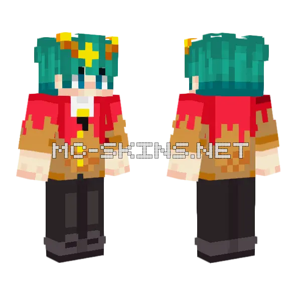 Blue Barman Demon Birthday Minecraft skin, front and back