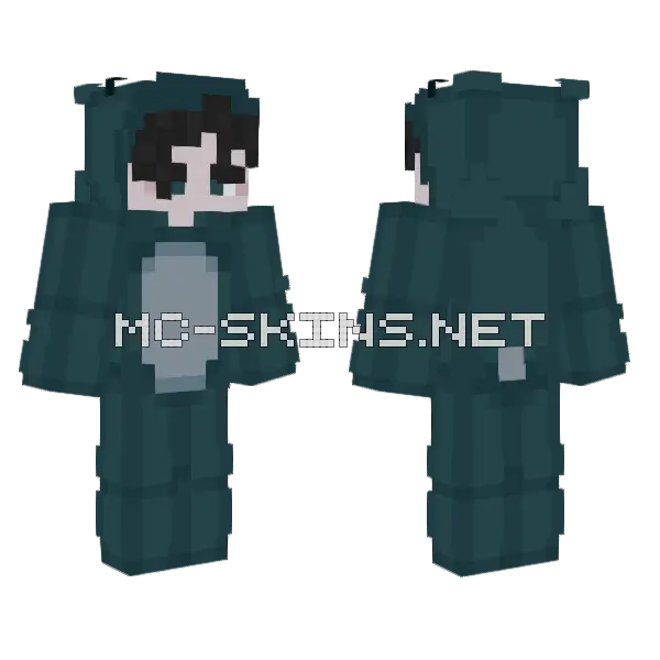 Blue Bear Onesie Minecraft skin, front and back