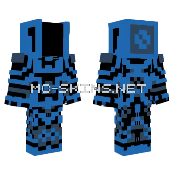 Blue Black Grey Armor Minecraft skin, front and back