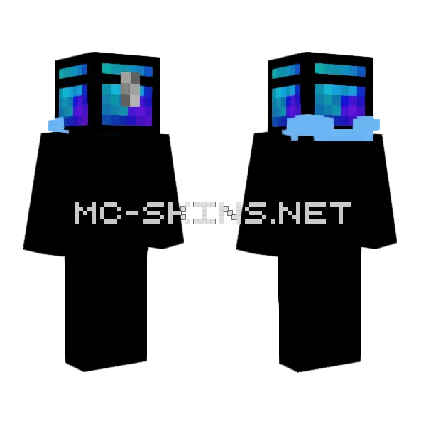 Blue Block Tower Minecraft skin, front and back