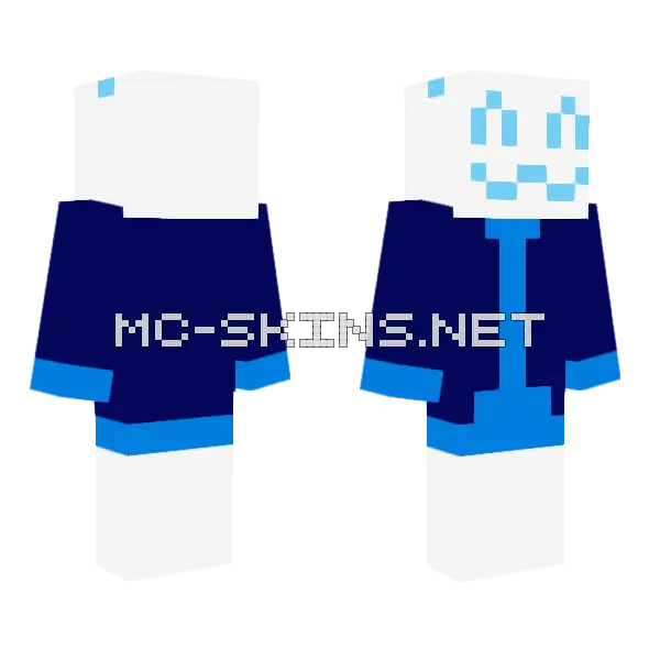 Blue Blocky Character, front and back
