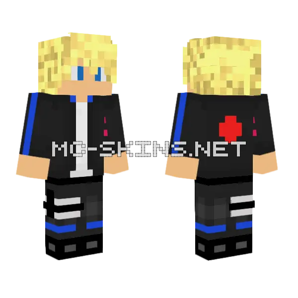 Blue Boruto Minecraft skin, front and back