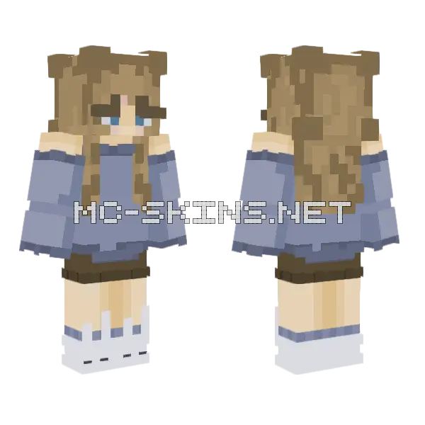 Blue Bunny Girl Minecraft skin, front and back