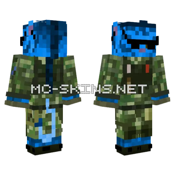 Blue Camo Soldier, front and back