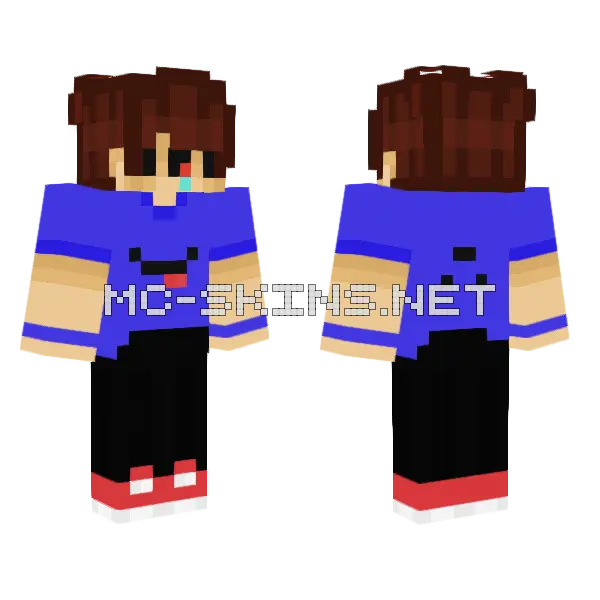 Blue Cartoon Boy Minecraft skin, front and back